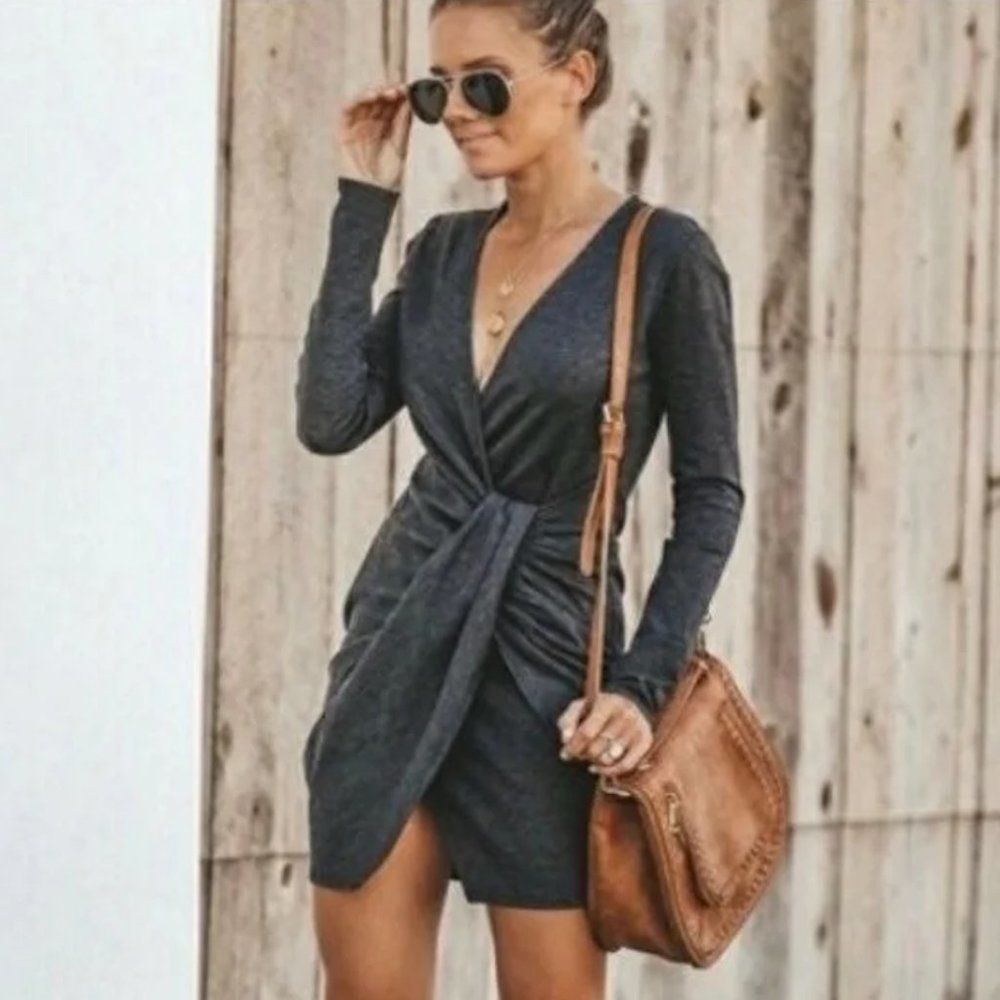 Vici Striped Knot Twist Dress